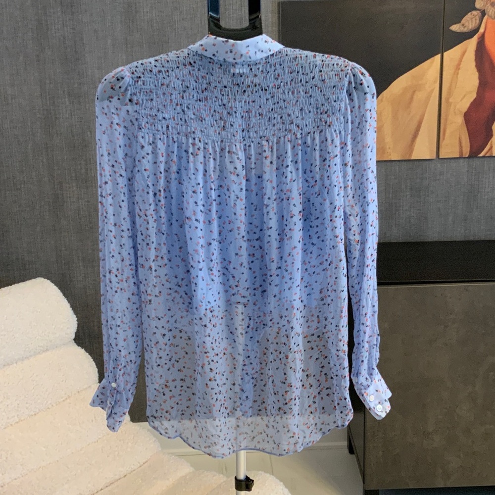 Veronica Beard Blue Floral Blouse 6 - Picture 3 of 6